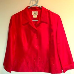 Red silk blouse